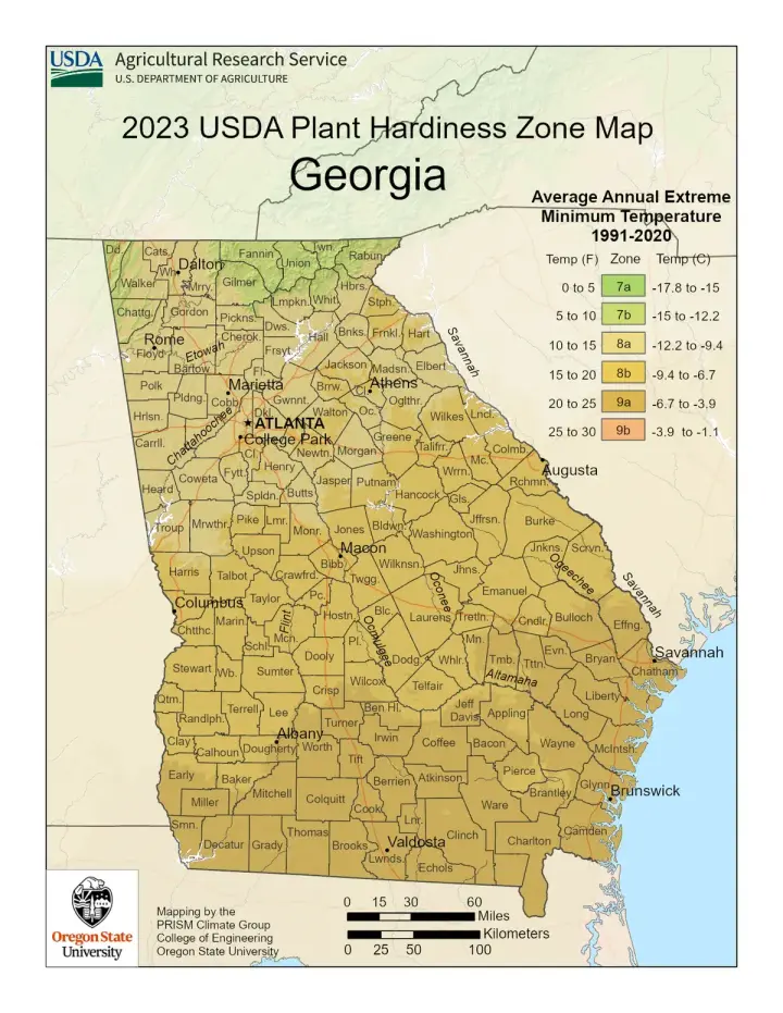 plants by zone map for Putney, GA