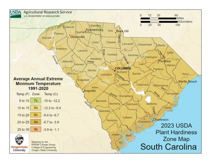 plants by zone map for South Carolina