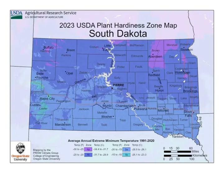plants by zone map for South Dakota